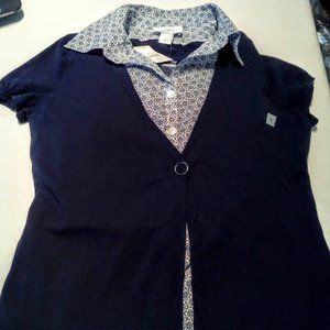 NWT LOFT Faux Short-SleeveTwin Set, Small